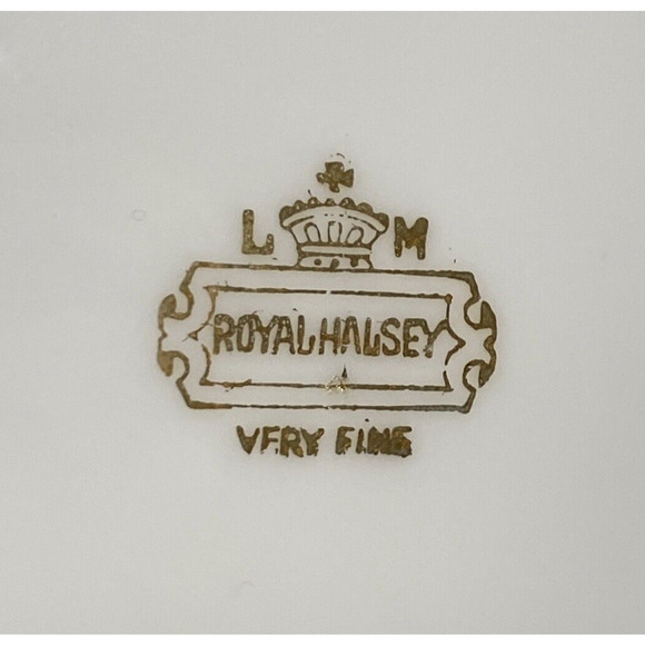 LM Royal Halsey Tea Cup & Saucer Set Iridescent Porcelain Pink Roses & Gold Trim - Picture 11 of 12